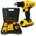 Шуруповерт акумуляторний DeWalt DCD791 (24В, 5 А/год) та набір інструментів у футлярі