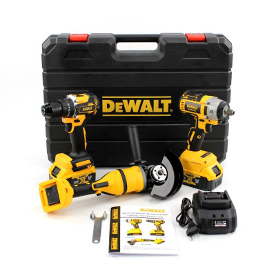 Набір 3в1 DeWalt 36V (викрутка DCD796 + кутова шліфувальна машина DCG409 + гайковий ключ DCF922)